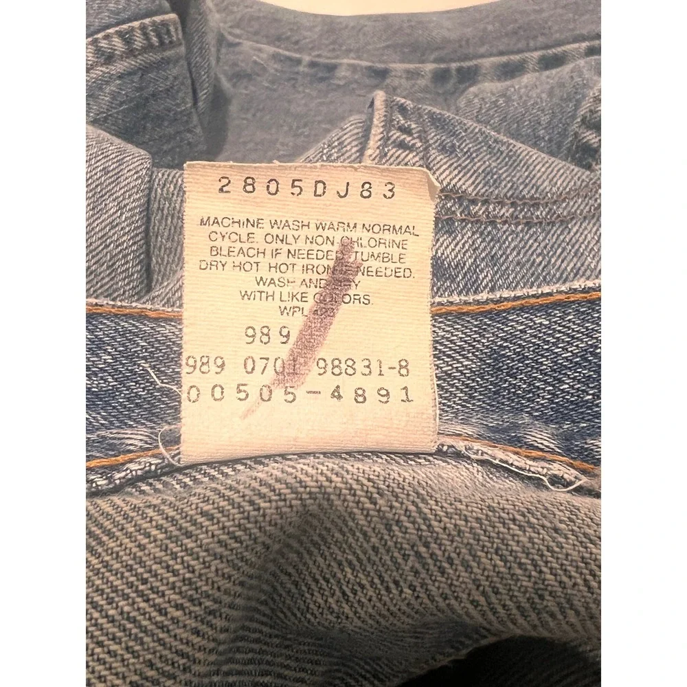 Levi's 505 Jeans Blue Regular Fit Straight Leg Vintage Retro 34x32 Mens